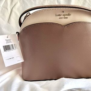 NWT - Kate Spade dome crossbody - cream and pinky brown